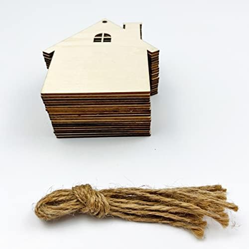 20kom Nedovršena kuća Drvo izrezati kuća Drvo DIY zanati izrezi prazan drveni kuća u obliku viseći ukrasi