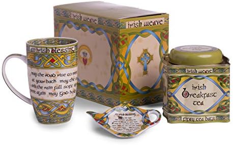 Irski set čaja - sa čajnim čajem od 14oz, držač čaja, i 50 irskih doručak Čajne vrećice, ukrašene irskim simbolima