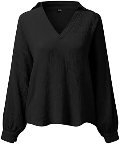 Beuu ženske ležerne pune V-izrez Bluze s dugim rukavima Dressy vrhovi čvrste boje elegantne pulover T majice