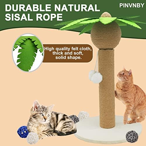 PINVNBY Coconut Cat stub za grebanje za mačke u zatvorenom prostoru, 19,7 visoki mačići od kokosove palme