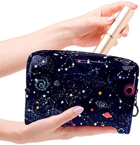 Travel Makeup Bag Vodootporna kozmetička torba torba za torba za žene za žene i djevojke, Space Galaxy Cartoon