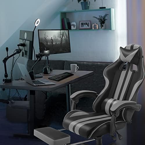 Ferghana Grey Gaming stolice sa osloncem za noge, PC gaming stolica,kompjuterska stolica, e-sportska stolica,ergonomska