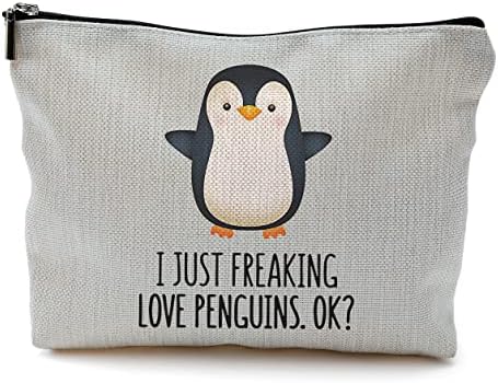 Aievfu Ja samo čudno voli pingvine ok šminkerska torba, slatka pingvina kozmetička torba za šminke za ljubitelje