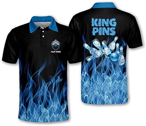 Teeman Custom Funny Bowling majice s imenima, muški dres košulje za kuglanje kratki rukav, plava platna