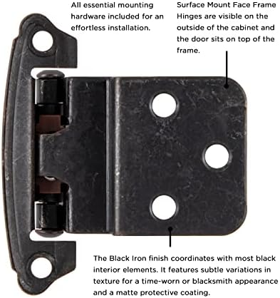 Hickory Hardware P243-BI 3/8-inčni pomak površine samo zatvaranja šarke, crno gvožđe