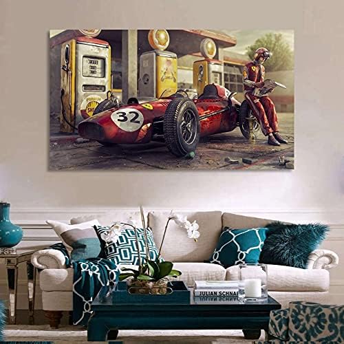 HUAZAI platno slikarstvo Vintage Car Poster Ferraris Classic Racing F1 trkaći automobil Artwork zid Art slika