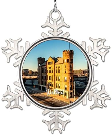 Ukrasi za pahuljice Detroit u centru grada gradski pejzaž Božićni ukrasi Michigan USA putni suvenir