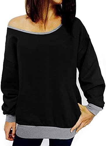 LYXIOF ženska dukserica sa ramena Slouchy duge rukave majice pulover vrhovi