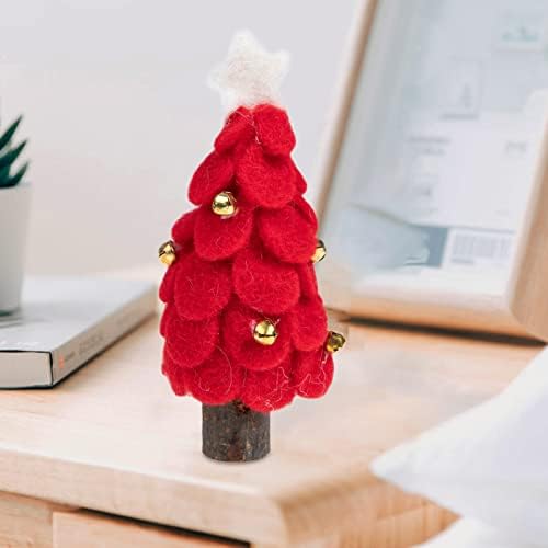AMOSFUN 2pcs tabletop božićno drvce mini božićno plišano plišano male božićne ukrase od drveća vuna osjetila