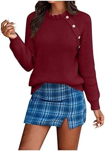 Ženski modni džemperi Trendy 2022 Dugme dugma za pad dugih rukava sa valovitim džemper od savlaka