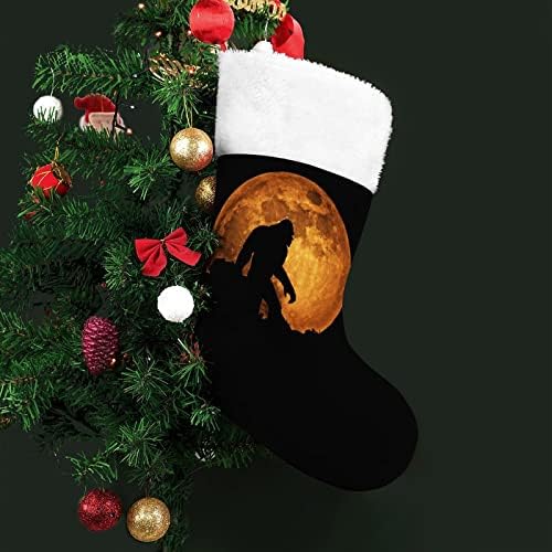 Crveni mjesec Bigfoot Božićne čarape Viseći čarape Ispis Xmas Tree Kamin ukrasi