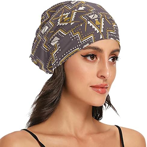 Kapa s lubanjem za spavanje Radni šešir Bonnet Beanies za žene prugasti boemijski smeđi karirani patchwork
