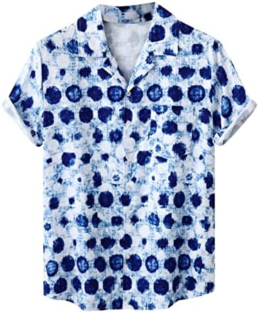 Bmisegm ljetne muške košulje Muška ljetna moda Casual Print majica s dugmetom na plaži na reveru kratka