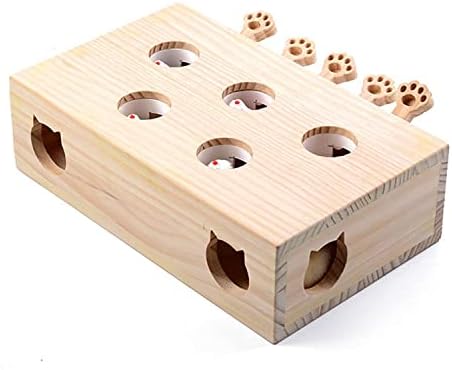 LARGDK interaktivne igračke za mačke Udri igračku za mačke krticu drvena čvrsta kutija za igru miša za mačke