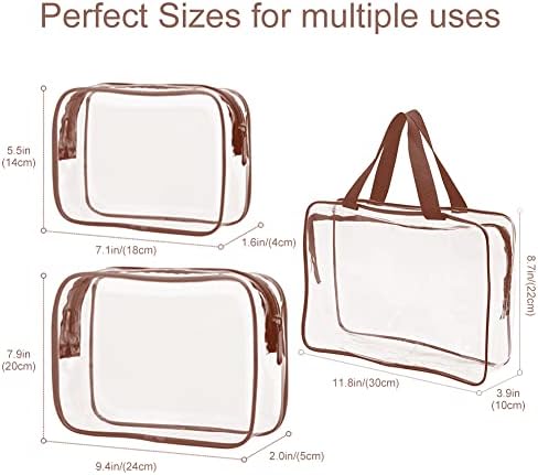 Veki 3pcs Set kristalno čista toaletna torba TSA odobrena torba za šminkanje Quart size kozmetička torba vodootporne