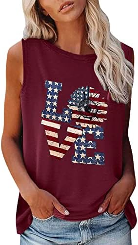 4. jula majice za žene bez rukava O vrat majice američka zastava zvijezde prugaste Patriotske tunike za trčanje