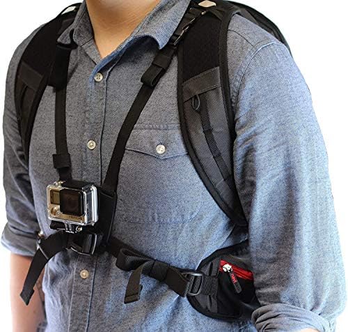 Navitech action backpack i crvena kutija za pohranu sa integriranim remenom prsa - kompatibilan sa