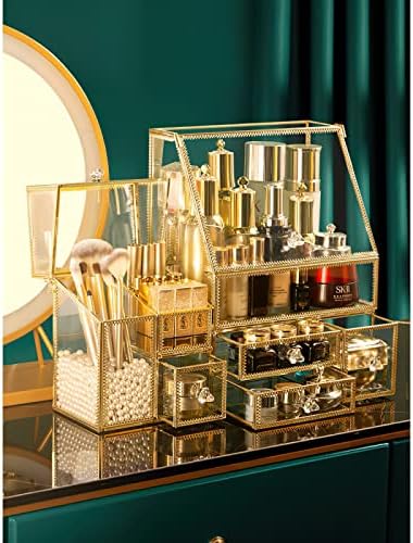 CONHENCI veliki stakleni Organizator šminke fioka Set Beauty Storage kupatilo pult Organizator kozmetički displej