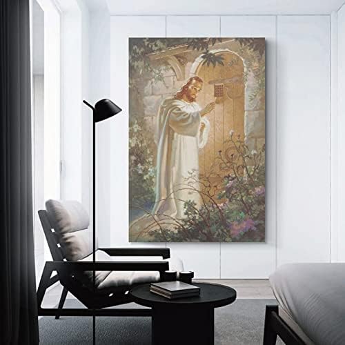 Isus kuca na boju na vratima Isus Krist Poster Slika Ispis platna Zidna umjetnost Kućna soba D Platno