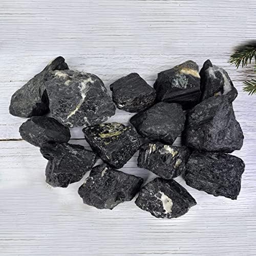 Bluequeen 500gm Prirodni crni turmalinski rasuti grubi sirovo kamenje za dobre vibracije,