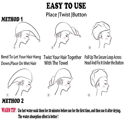 ELLEWIN Microfiber Hair ručnik Wrap za djecu Djevojke 2 paket kosa Turban sušenje za žene Dan zahvalnosti