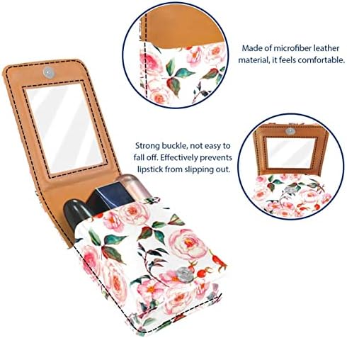 ORYUEKAN ruž za usne sa ogledalom slatka prenosiva torba za šminkanje kozmetička torbica, Vintage pink