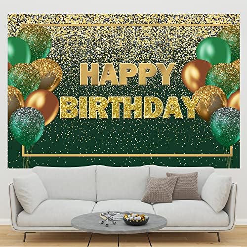 Ticuenicoa 6 × 4FT GLITTER zeleni zlatni rođendan Backdrop Gold Green Bokeh Baloni Žene Muškarci