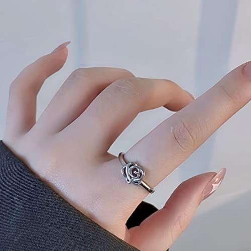 Prsteni za vjenčanje i angažman za žene Ženska otvorena prstena ručno izrađena srebrna književna nakita
