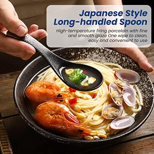 AmaCielo japanska kašika za supu, kašike za supu keramička Azijska kašika za supu 6 kom, sa dugom ručkom,