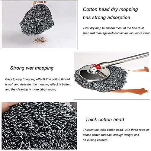 wet and dry mop Spin Mop Refill for 360° Cotton thread Mop Head Replacement-Round Cotton thread size Compatible