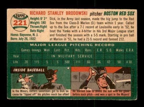 221 Dick Brodowski - 1954 za bejzbol kartice 1954. Ocjenjivo Exmt - bejzbol ploče sa autogramiranim