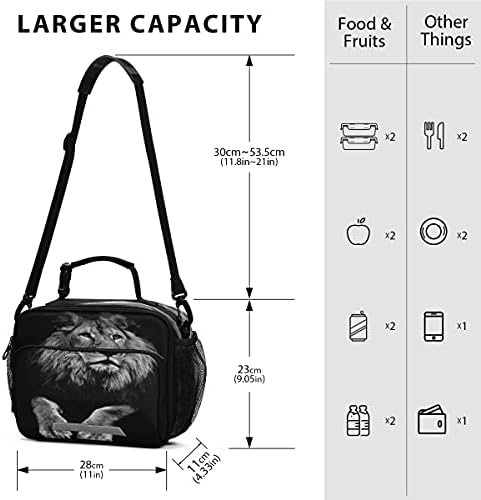 Mnsruu Studentska torba za ručak Lion King Crna izolovana torba za ručak piknik kutija za ručak sa podesivom