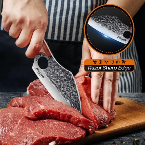 Unapređeni paket srpskog Kuharskog noža sa hladnim nožem za sečenje mesa sa kožnim omotačem i