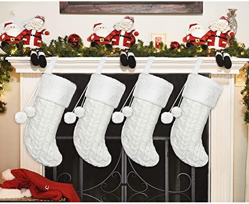 Senneny kabl pletene božićne čarape- 4 pakovanje 21 inčni pleteni Xmas čarape sa plišanim krznenim