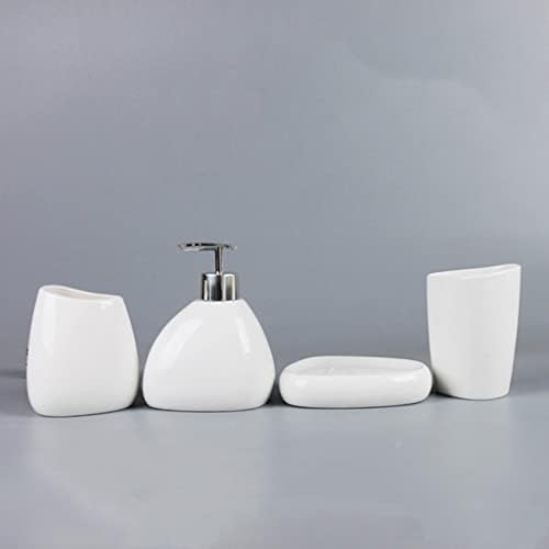 SXNBH Bijela keramika Pribor za kupaonice Postavite sapun Dispenzer za zube četkica za zube Pamučni swab kutija