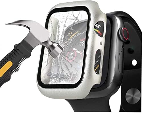 Henstar kompatibilan sa Apple Watch serijom 7 45 mm tvrdom futrolom, ultra tanki HD kaljeni stakleni