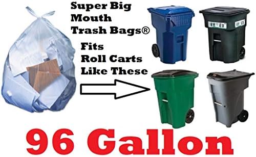 96 galona čiste super velike vreće za smeće - 2-mil - 10-pakovanje plus 2 besplatna gumena traka
