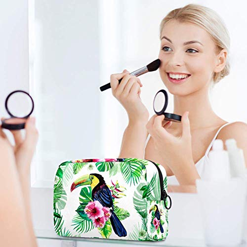 Egzotična ptica toucan i tropsko lišće šminke torbe prijenosne točke kozmetike Travel Kozmetički organizator
