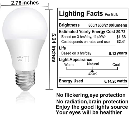 3 Way sijalice 50 100 150W, 3-Way LED Sijalice 4000K Cool White 6w/14W/20W A21 E26 osnovna LED sijalica