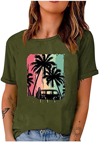 Odjeća s kratkim rukavima Regularna Fit Crewneck Grafička plaža Torp Thight za dame Jesen Ljetni pamuk Tee Ez