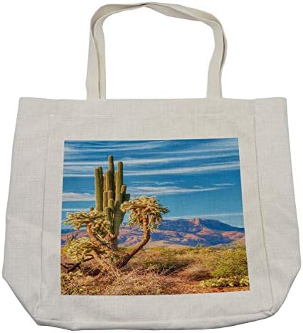 Ambesonne Cactus torba za kupovinu, pejzažna fotografija sa biljkama Botany Majestic Mountains