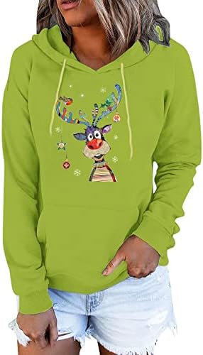 Ružni božićni džemper ženske smiješne slatke jelene ispis dugih rukava majice padaju novost Xmas Crewneck dukserica