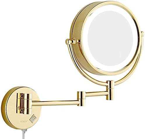 Aaoclo ogledala za šminkanje u kupaonici, zidna ispraznost dvostrana Mesingana osvijetljena Uvećavajuća sklopiva