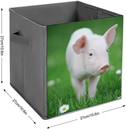 Slatka svinja srušena tkanina za pohranu bin kockice Organizator sklopiva kutija s ručkama