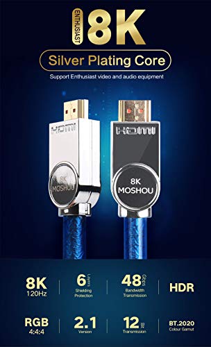 Sikai 8K TV HDMI Cord Ultra High Speed ​​HDMI 2.1 Kabelska podrška 8k @ 60Hz, 4k @ 120Hz, 48Gbps-Ethernet,