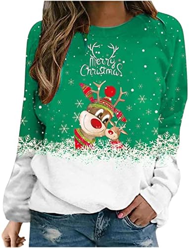 Božićne majice s dugim rukavima Slatka remena dukserica okrugla vrata pulover na vrhu Ležerne modne džumbene