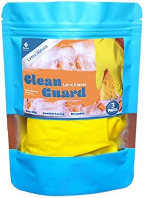 Clean Guard Rukavice Za Čišćenje Od Prirodne Gume Od Lateksa, 3 Para, Rukavice Za Pranje Posuđa