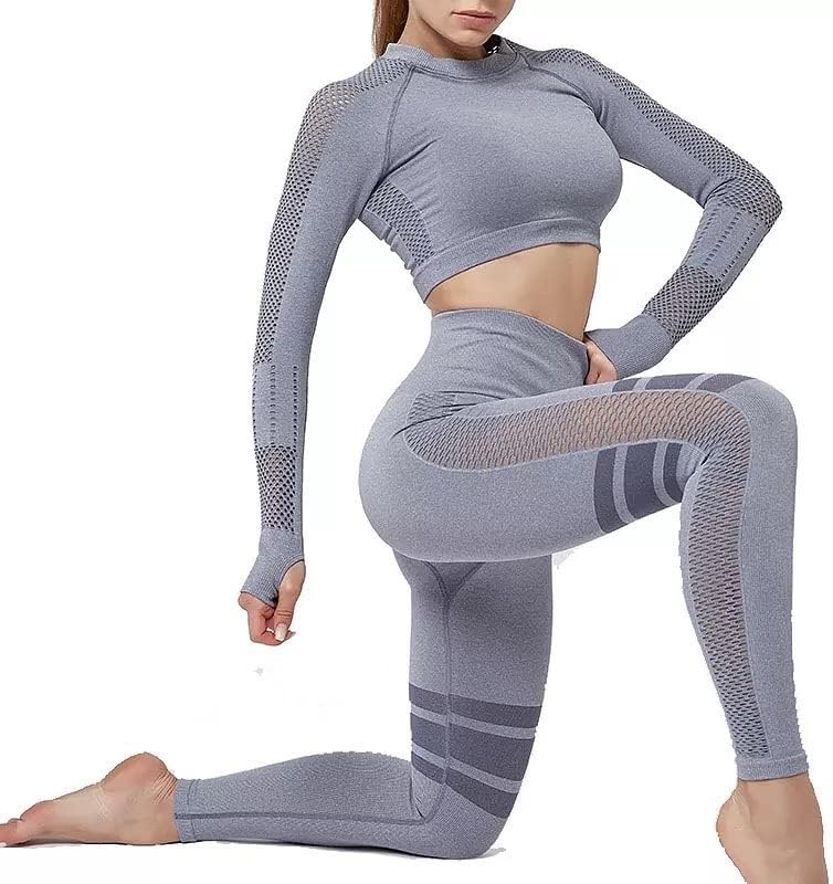 LuxSwear fitness ženska trenerka bez rukava s dugim rukavima gornje tajice joga set ženska