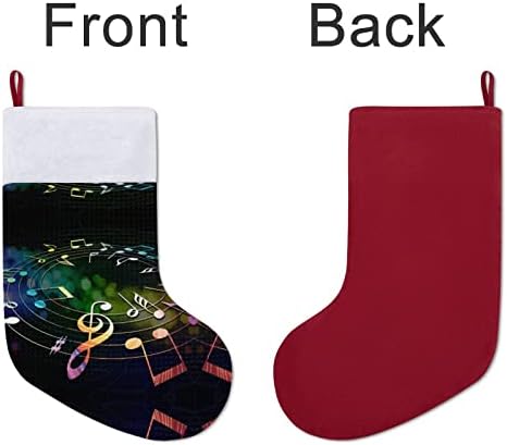 Šarene glazbene note Štampani božićni viseći čarape za čarape za Xmas stablo kamin za odmor kućni kućni