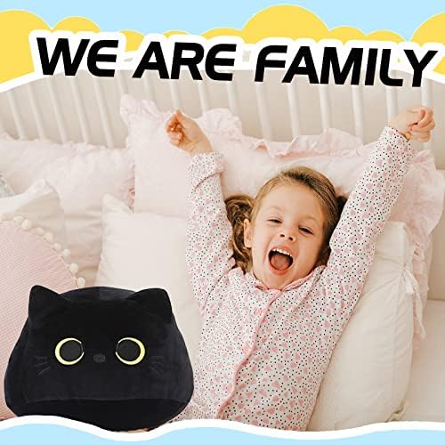 Mačka punjene životinje Crna pliša, masna mačka kawaii jastuci, meka smiješne slatke plišane lumbalne